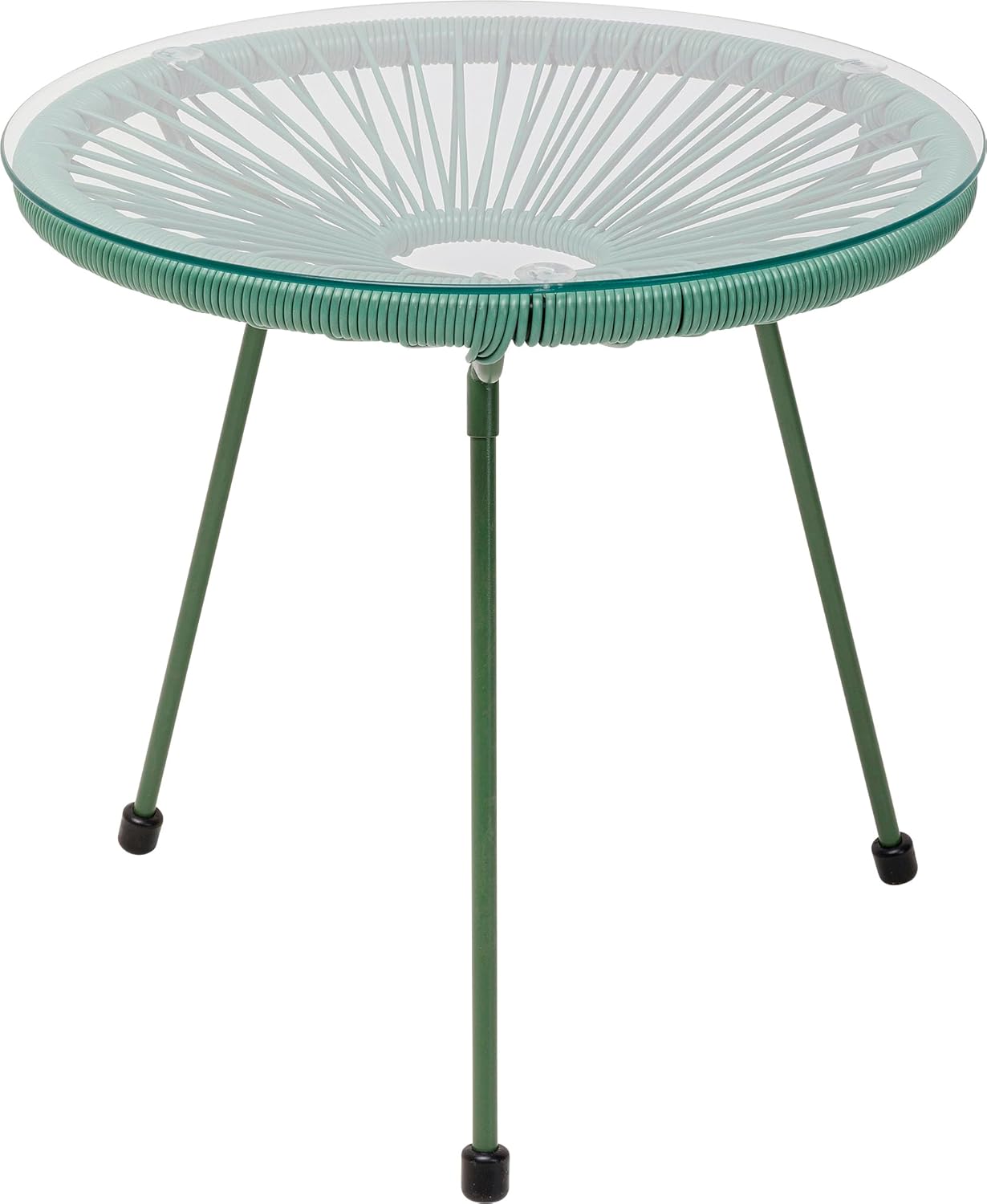 Kare Design Gartenmöbel Set Acapulco Mono, 2er Set, Grün, Indoor und Outdoor Sitzgruppe im Retro-Design, Sessel mit Beistelltisch, Lounge-Möbel für Balkon, Terrasse, Grünes Stahlgestell, Glas