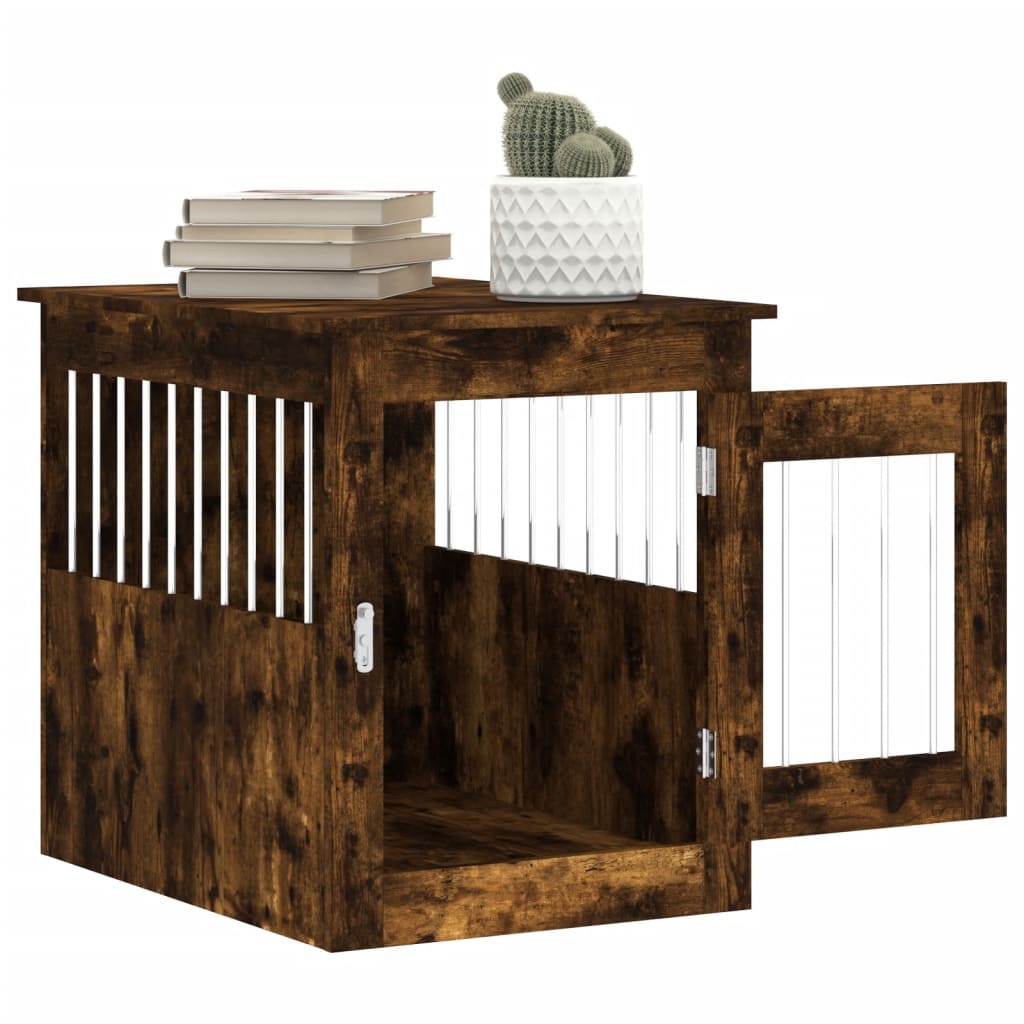 Meuble de cage pour chiens chêne fumé 55x75x65 cm