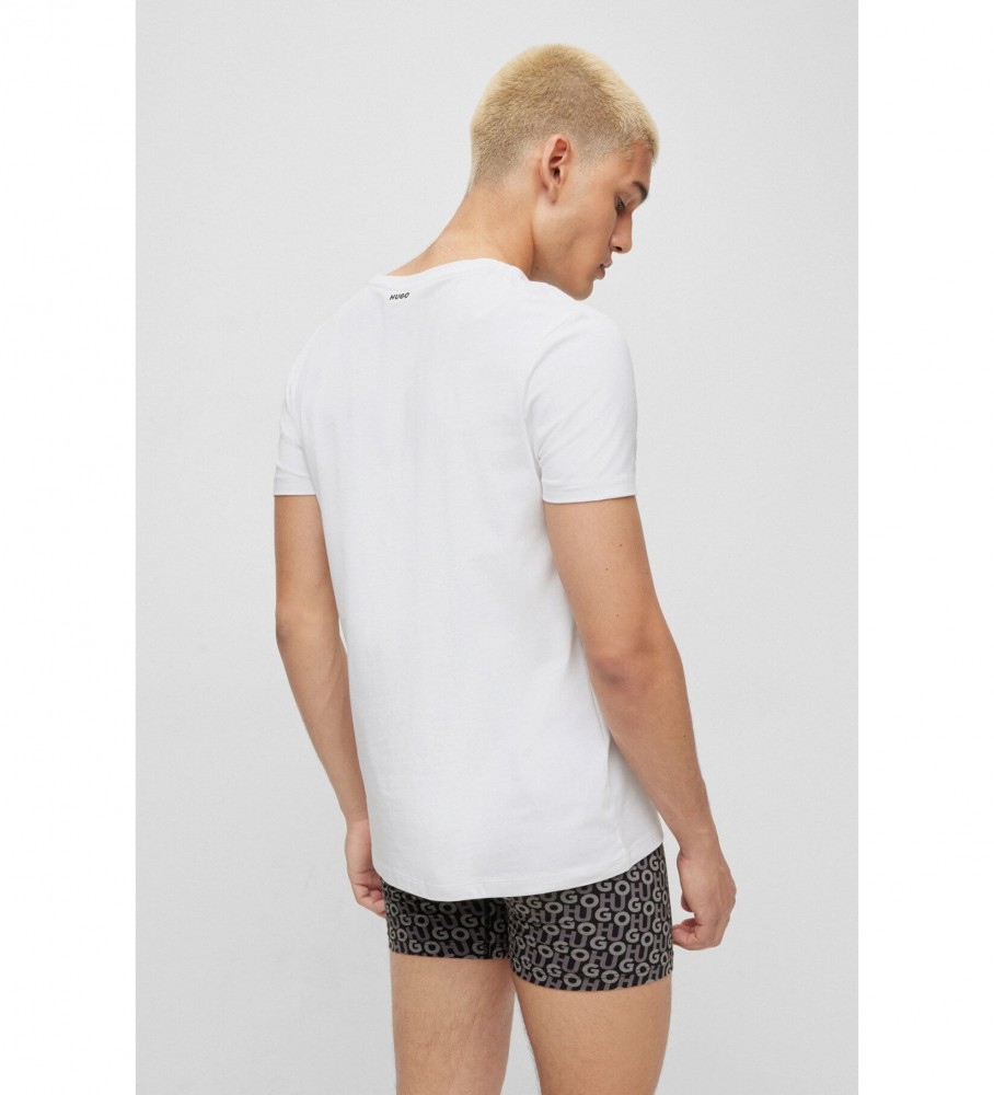 Conjunto de 2 camisetas HUGO com decote em V, branca e preta.