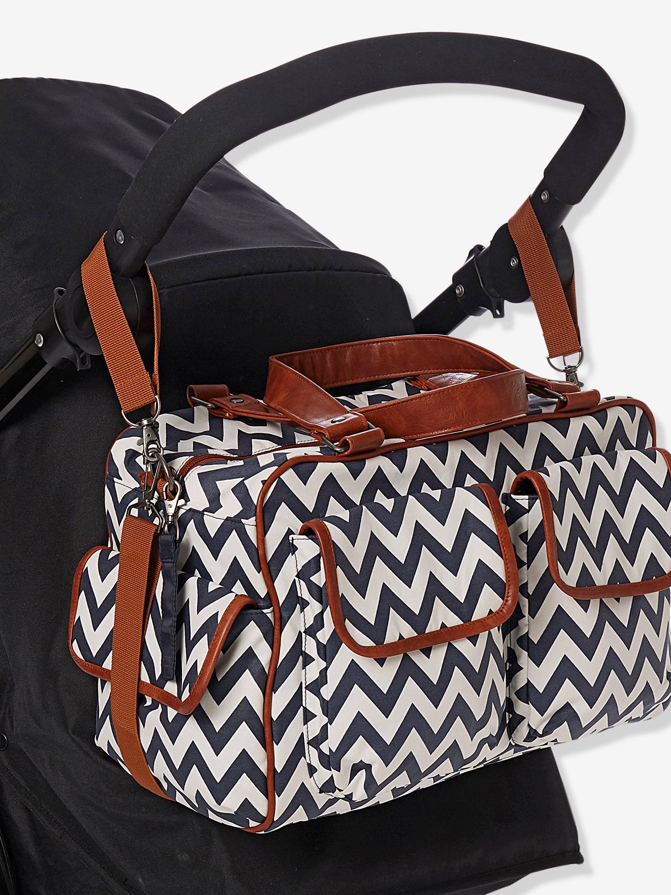 Bolsa de maternidade Journée com vários bolsos VERTBAUDET estampa branca clara