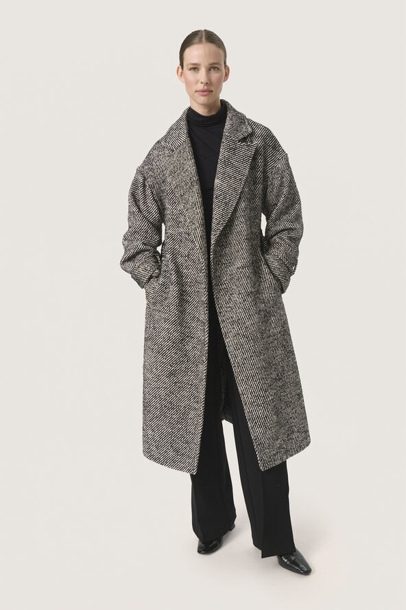 Soaked in Luxury SLMabel Coat Black and white twill