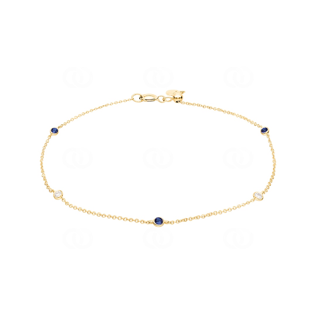 Armband 750/18 K Gelbgold mit Saphiren & Diamanten 0.06 ct H/si