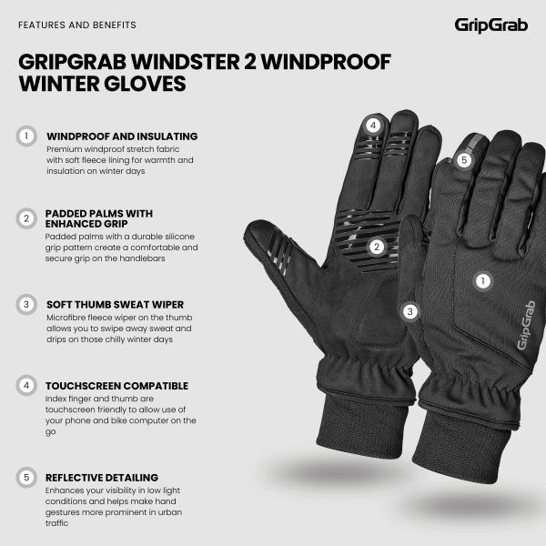 GripGrab Windster 2 Vinter Cykelhandsker, Black
