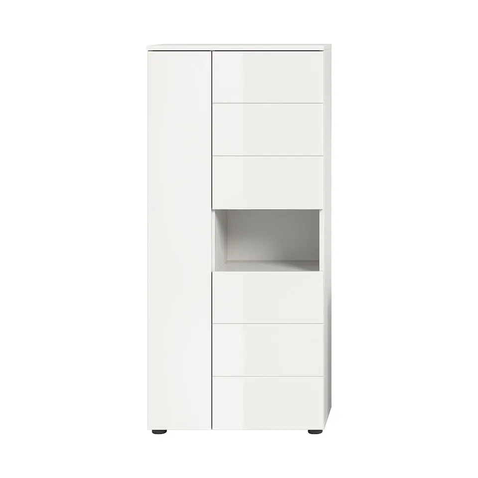 Hioshop Vira badkamerkast 3 deuren 1 vak wit hoogglans- wit