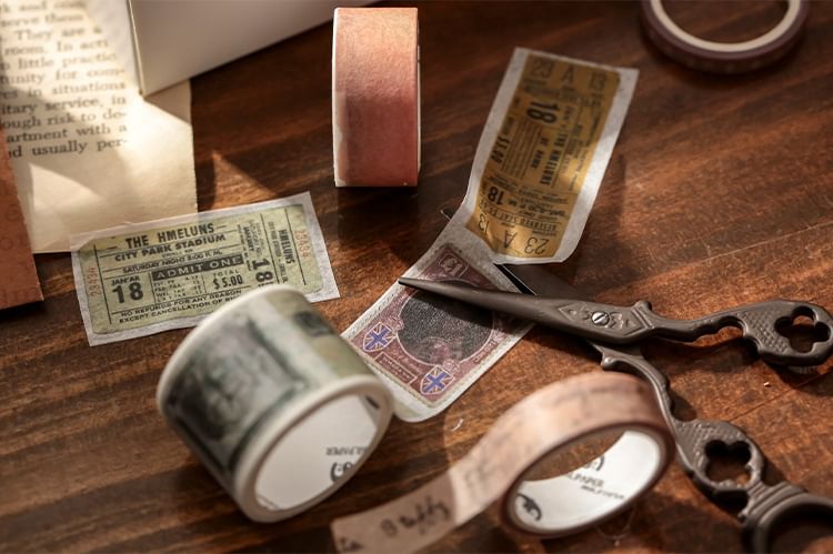JIMO - Set van 20: Vintage Print Masking Tape (Diverse ontwerpen)