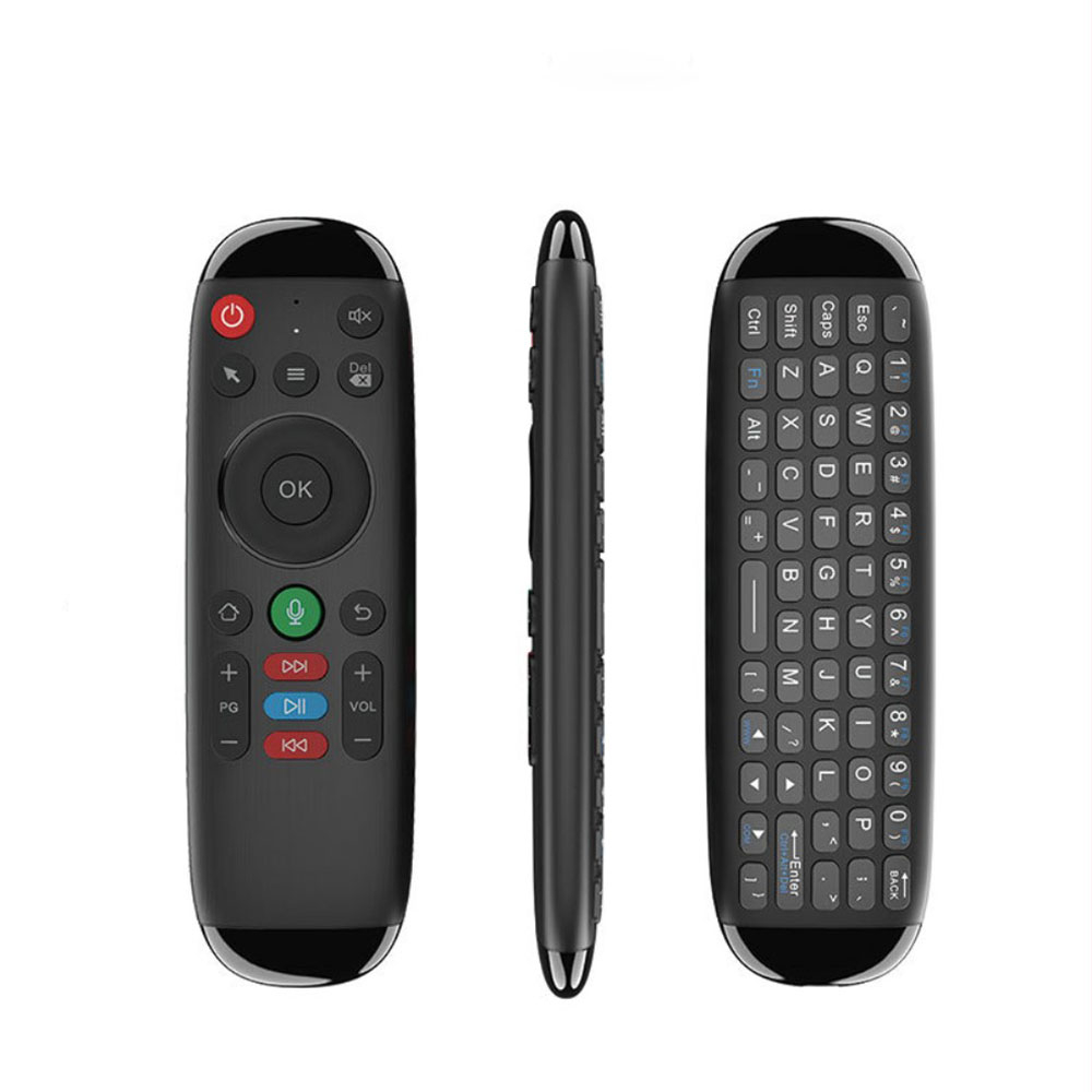 2.4Ghz Air Mouse Fernbedienung mit Keyboard und Sprachsteuerung für Android TV Box / PC / Smart TV / Beamer / Laptop / HTPC / Mediaplayer - Schwarz