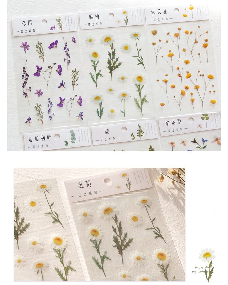 Kumi Fanchant - Transparante stickers met bloemen/planten - 6 soorten
