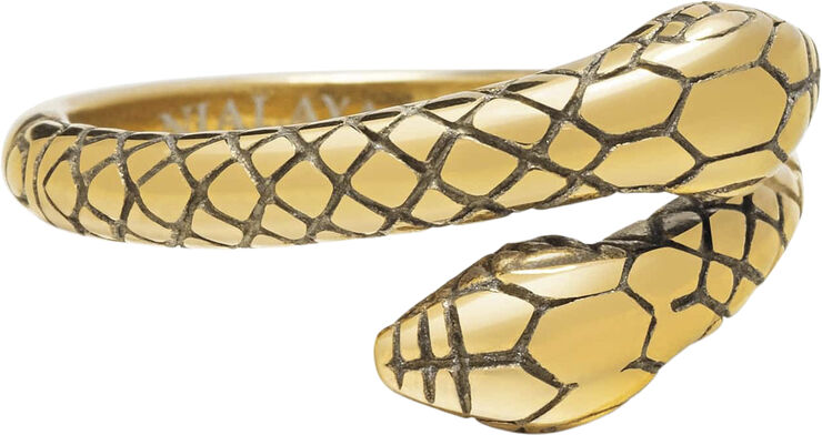 Nialaya Men's Gold Plated Vintage Snake Ring Gold