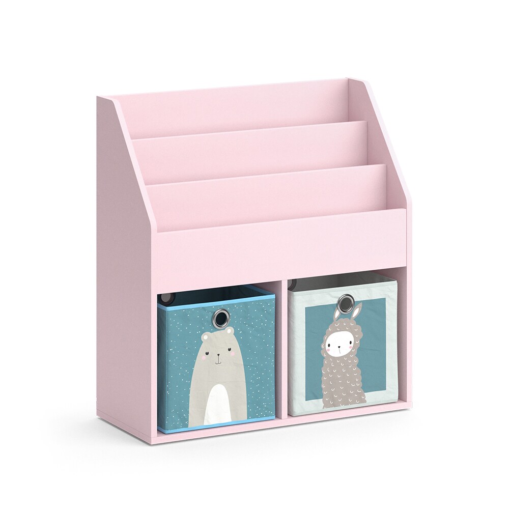 Vicco Kinderbücherregal Luigi 72 x 79 cm, Rosa, Kinderzimmerregal, mit Faltboxen