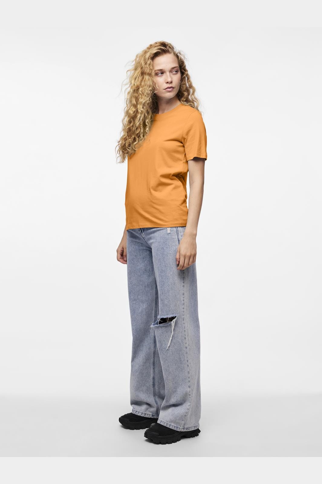 Pieces Pcria Ss Solid Tee 4386929 tangerine