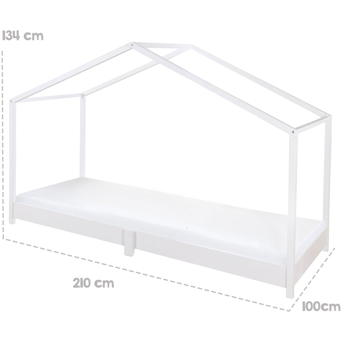 robaroba   Hausbett mit Rolllattenrost weiss 90x200cm