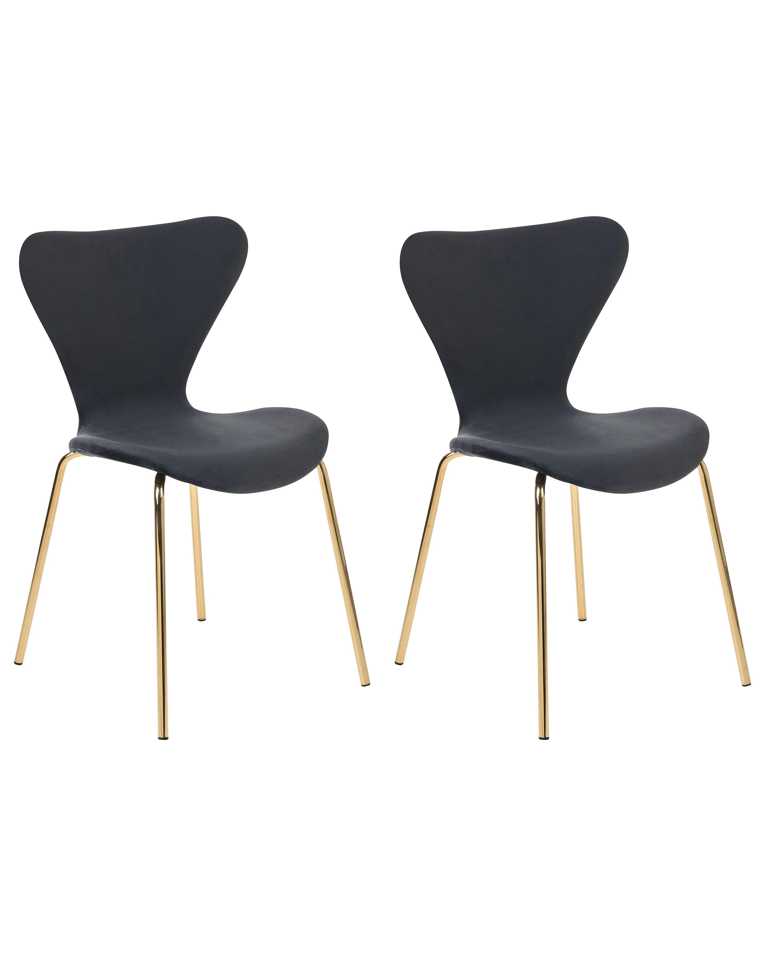 Set van 2 eetkamerstoelen BOONVILLE Fluweel Zwart