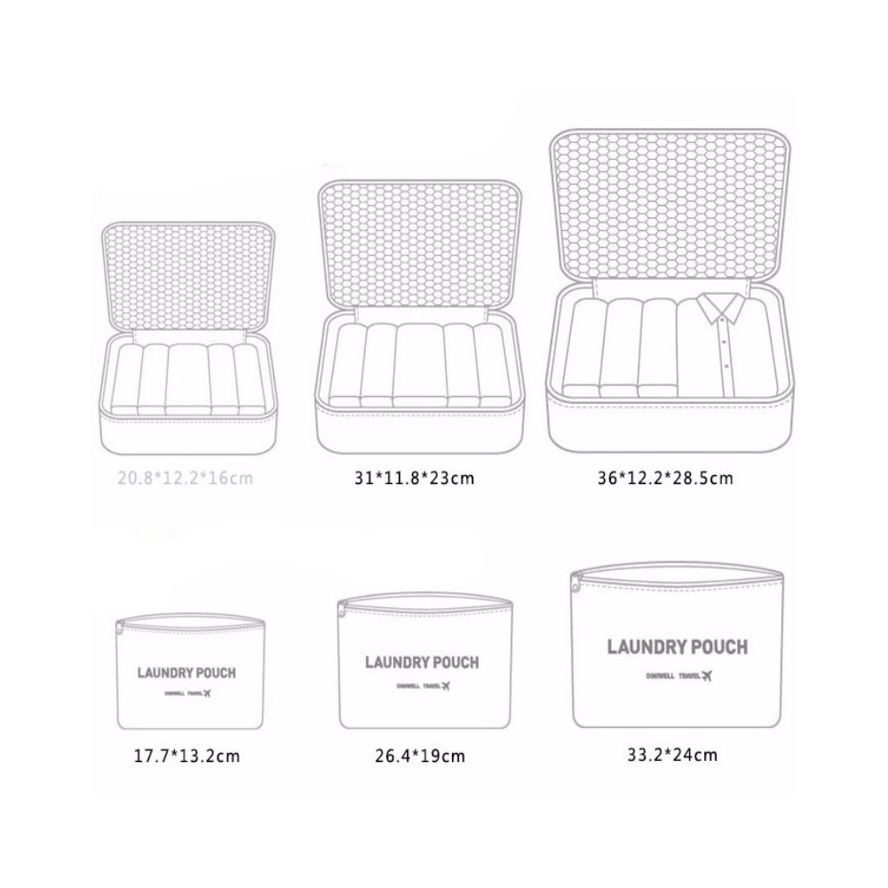 6in1 Spritzwasserfester Koffer Organizer Reise Gepäck Kompressions Kleidertaschen Set - Grün