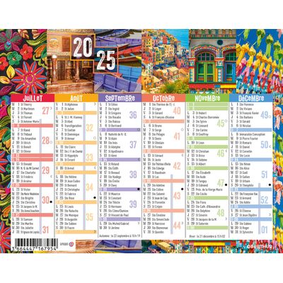 Mini calendrier illustré - 6 mois par face - 13,5 x 17,5 cm - différents modèles disponibles - Oberthur