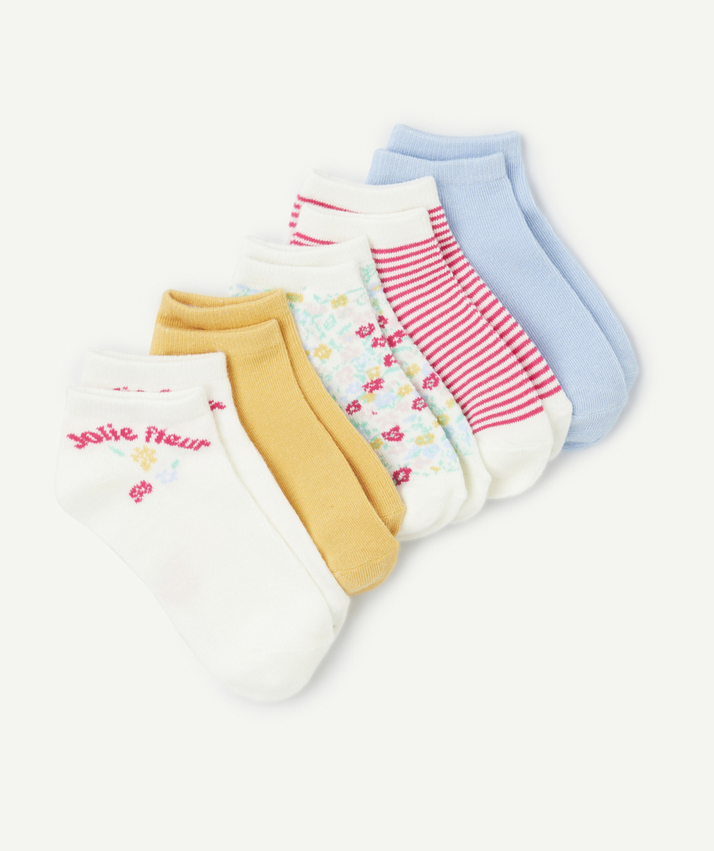 lot de 5 paires de socquettes fille avec imprimés fleurs et rayures