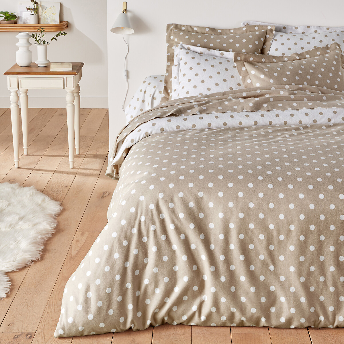 LA REDOUTE INTERIEURS<br>Lençol de flanela com estampa de bolinhas Clarisse