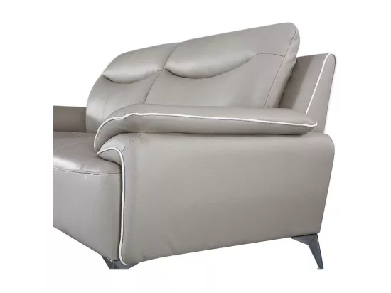 Canapé 2 places Cuir MAEL Beige - Angle Droit