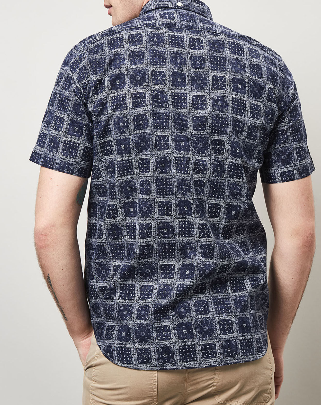 Hartford Chemise slim imprimée Sander bleue