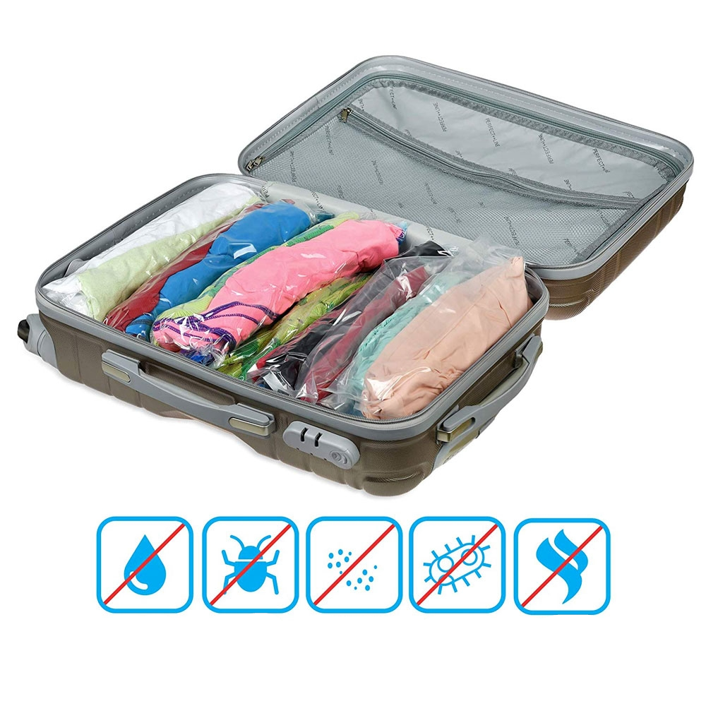 (10er Set) 35x50cm Koffer Organizer Reise Gepäck Space Bags Kompressions Vakuum Beutel (ohne Staubsauger)