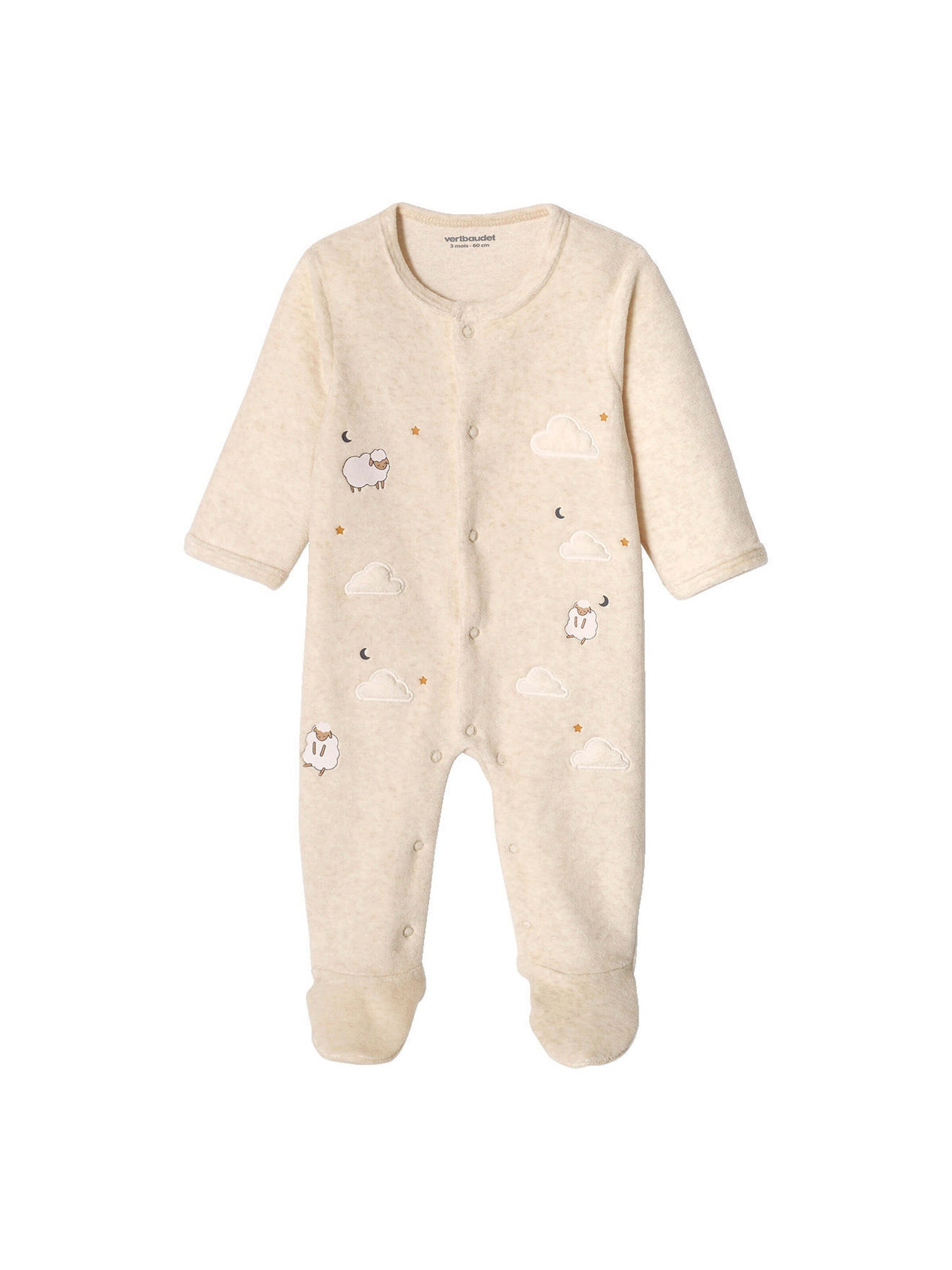 Vertbaudet Baby Samt-Strampler beige meliert
