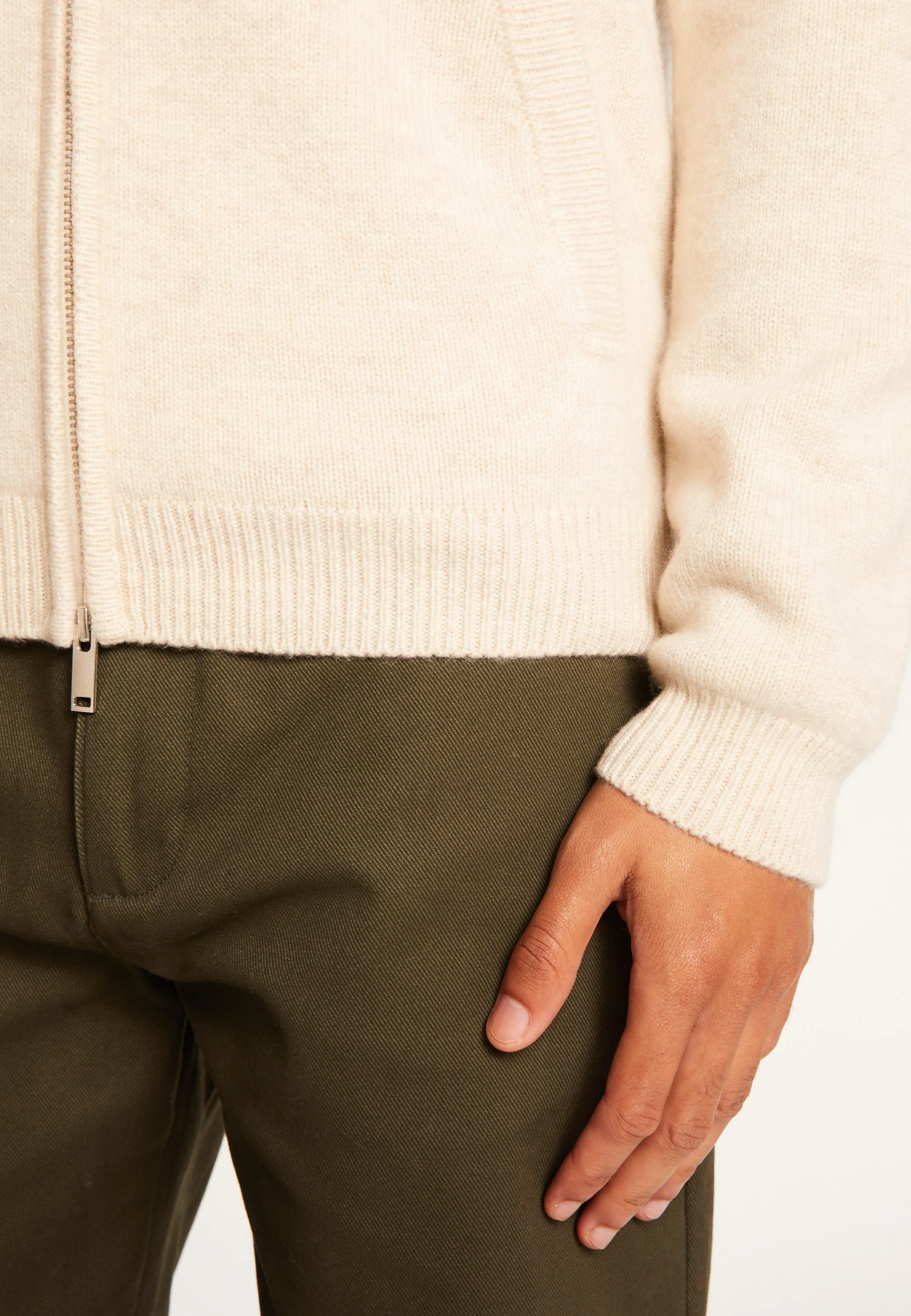 ELYSÉE DUO - Gilet zippé en cachemire 6 fils | Beige