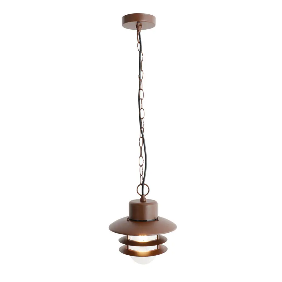 Qazqa hanglampen buiten shell bronskleurig e27