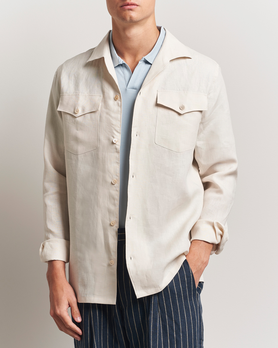 NN07 Pax Linen Western Shirt Ivory