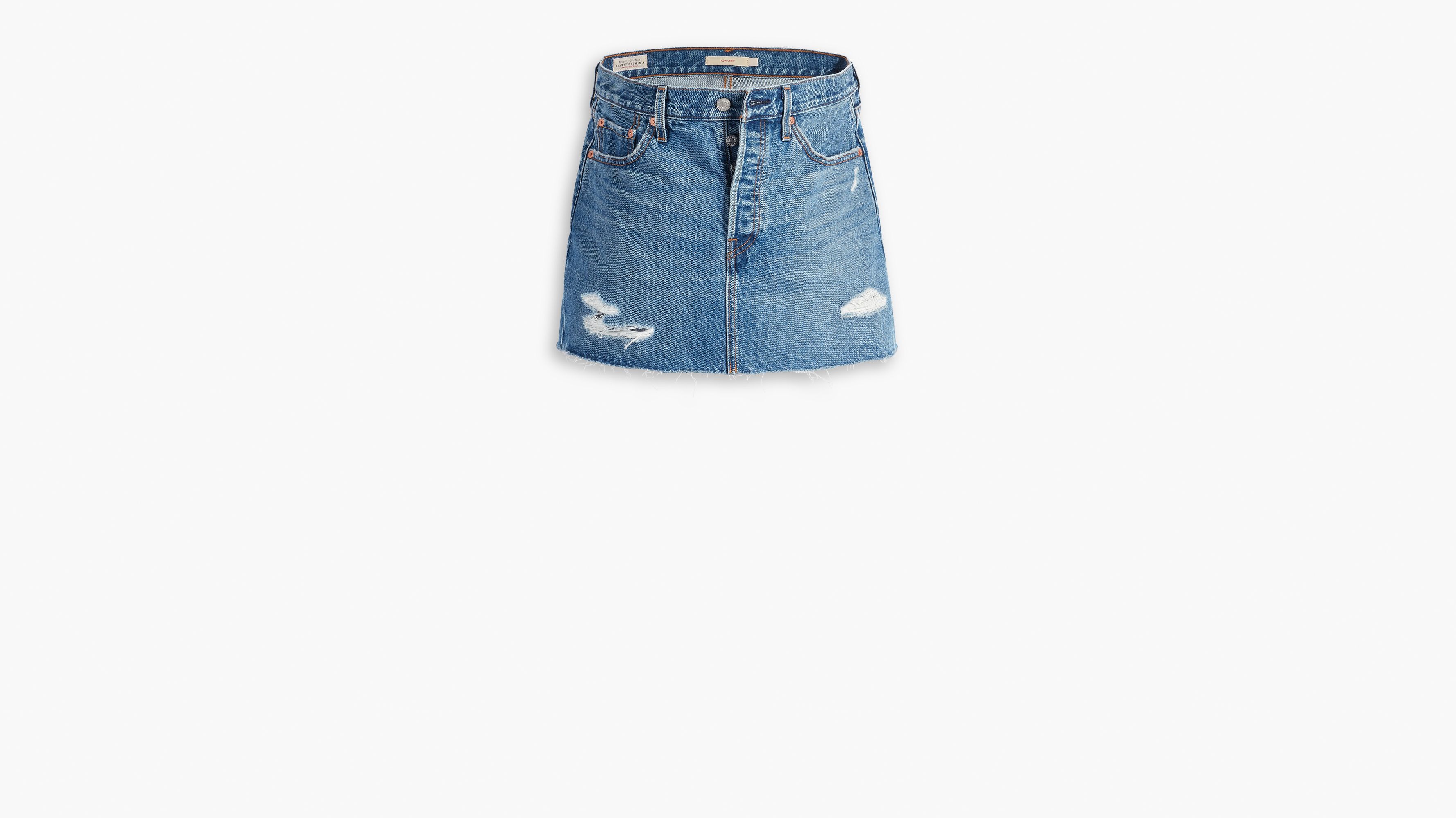 Jupe Icon - Medium Indigo Destructed - Bleu
