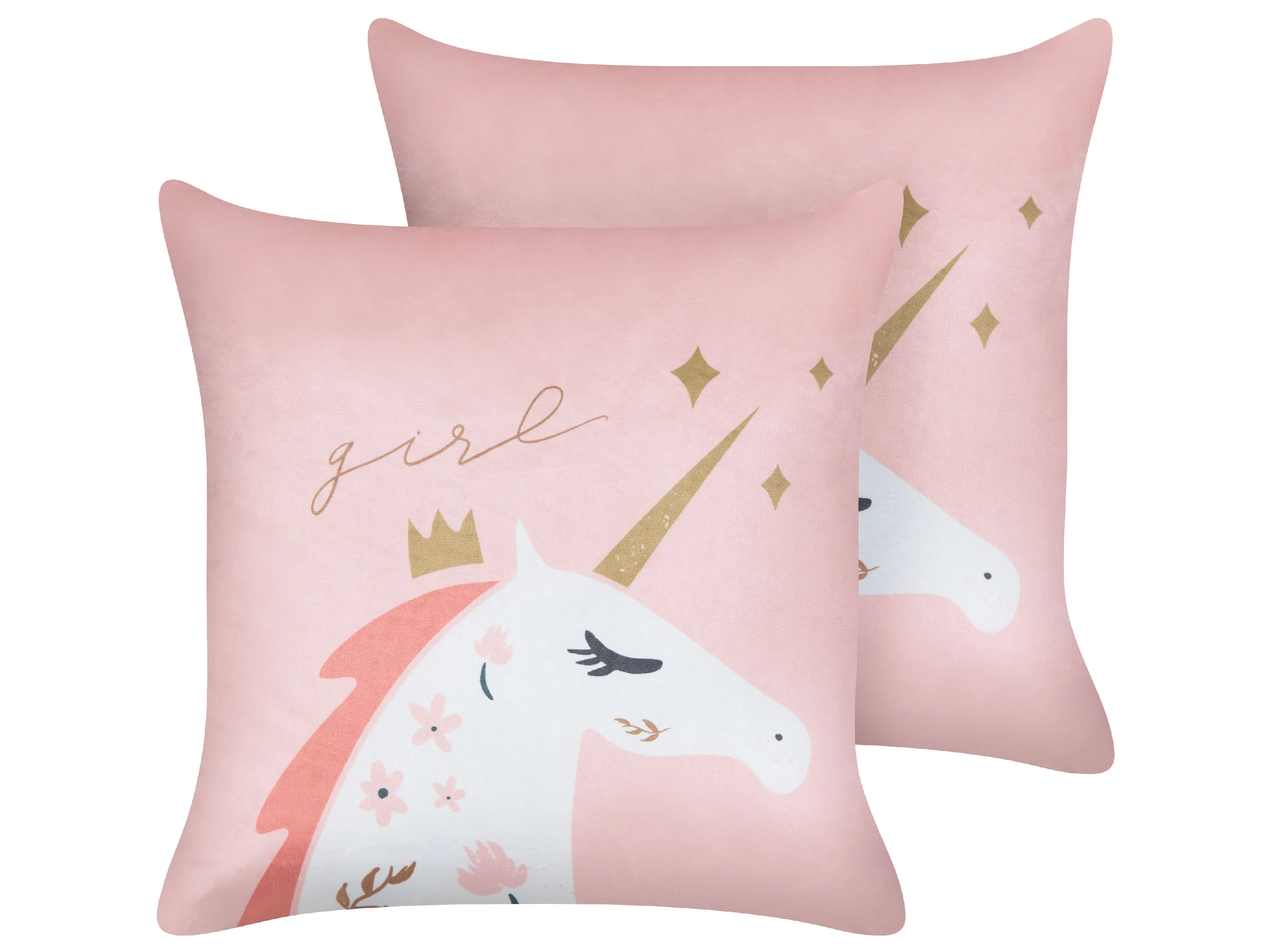 Set van 2 sierkussens UNIOLA Fluweel 45 x 45 cm Roze