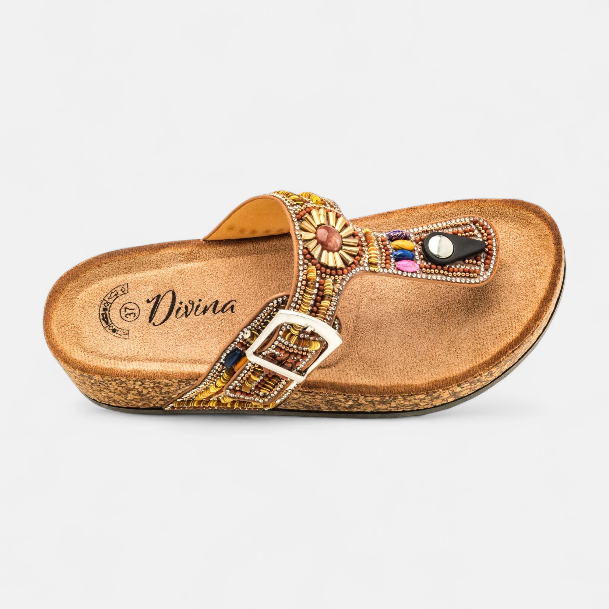 Mules semelle liège Femme camel