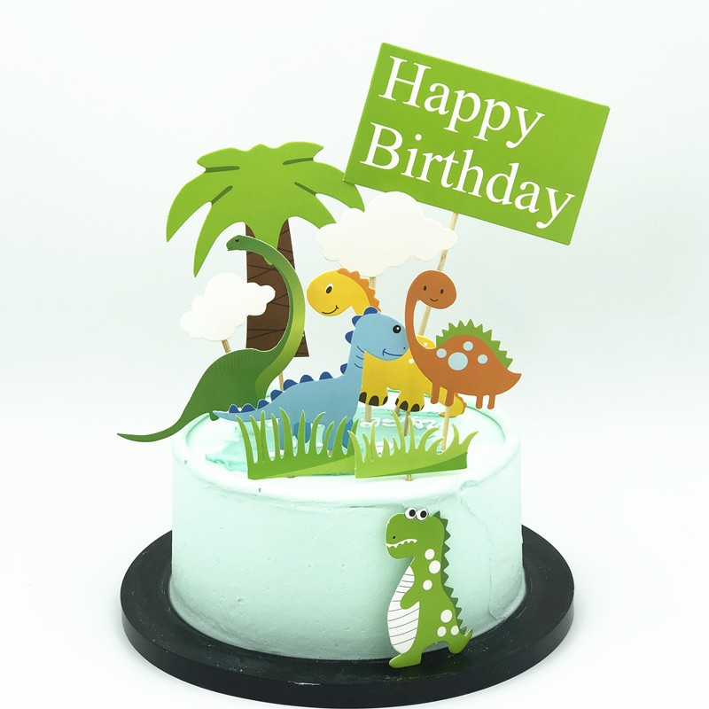 (11-tlg. Set) Kuchenstecker Kinder Tortenstecker Topper Dekoration für Torten / Kuchen - Dinosaurier