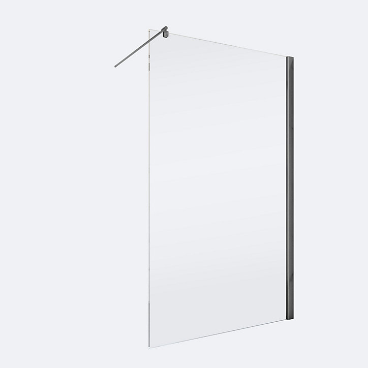 Paroi de douche à l'italienne 200 x 100 cm verre transparent anticalcaire profilé finition gun metal Schulte NewStyle