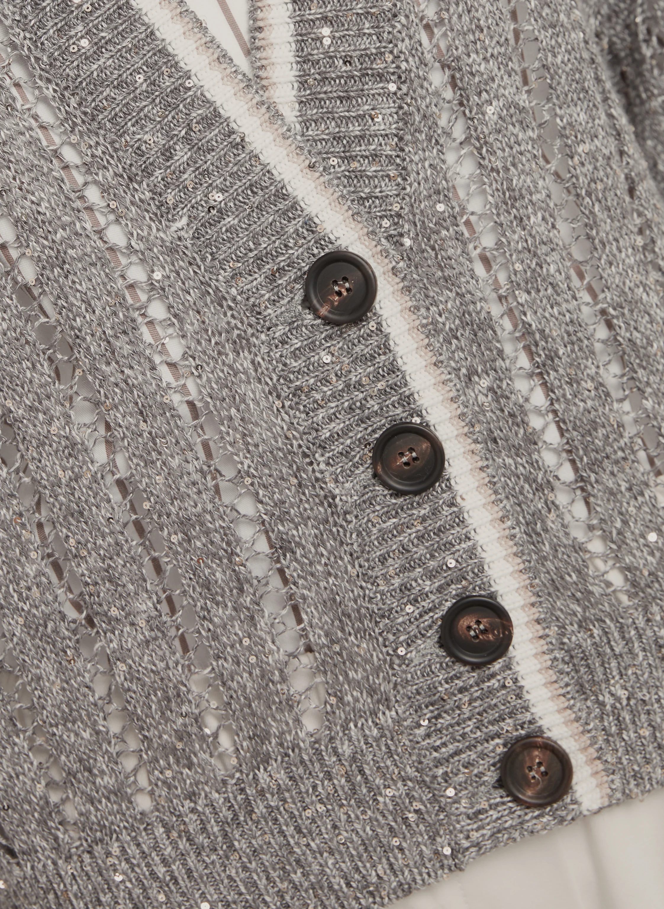 BRUNELLO CUCINELLI Strickjacke aus Leinen mit Pailletten