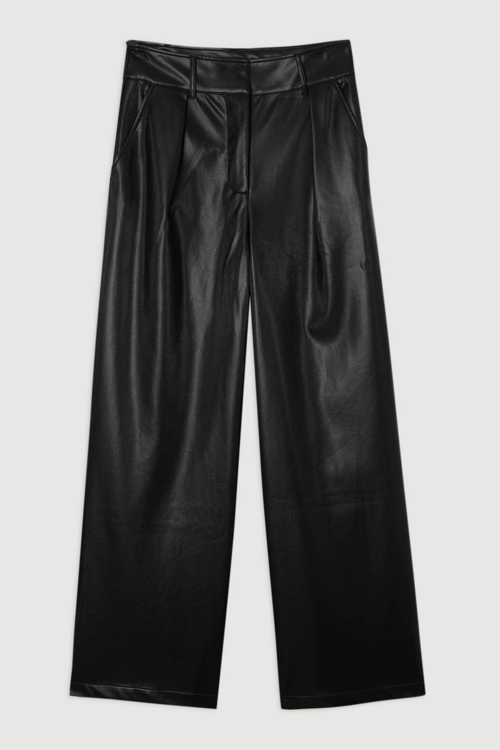KarenMillen Pantalon en synthétique à taille haute et jambes larges