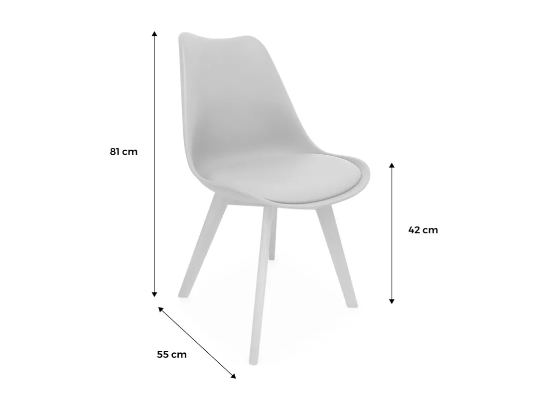Lot de 4 chaises scandinaves. pieds bois de hêtre. chaises 1 place. blancs