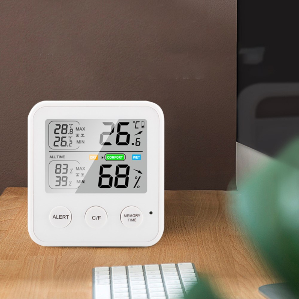 Magnetischer Digital Indoor Thermometer Hygrometer   Feuchtigkeitsmesser (Batteriebetrieben) - Weiss