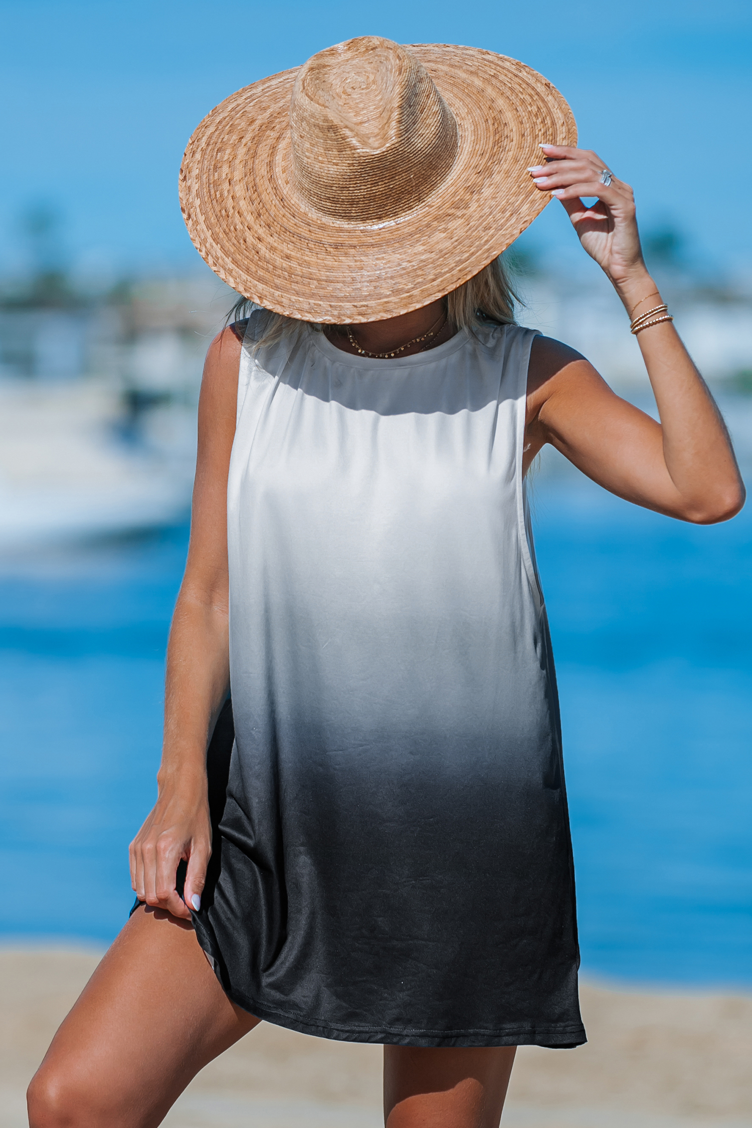 Robe cover up sans manches à dégradé