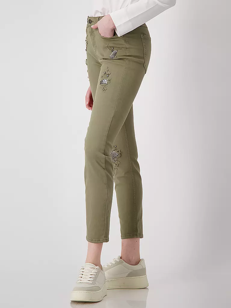 MONARI Jeans Slim Fit 7/8 olive
