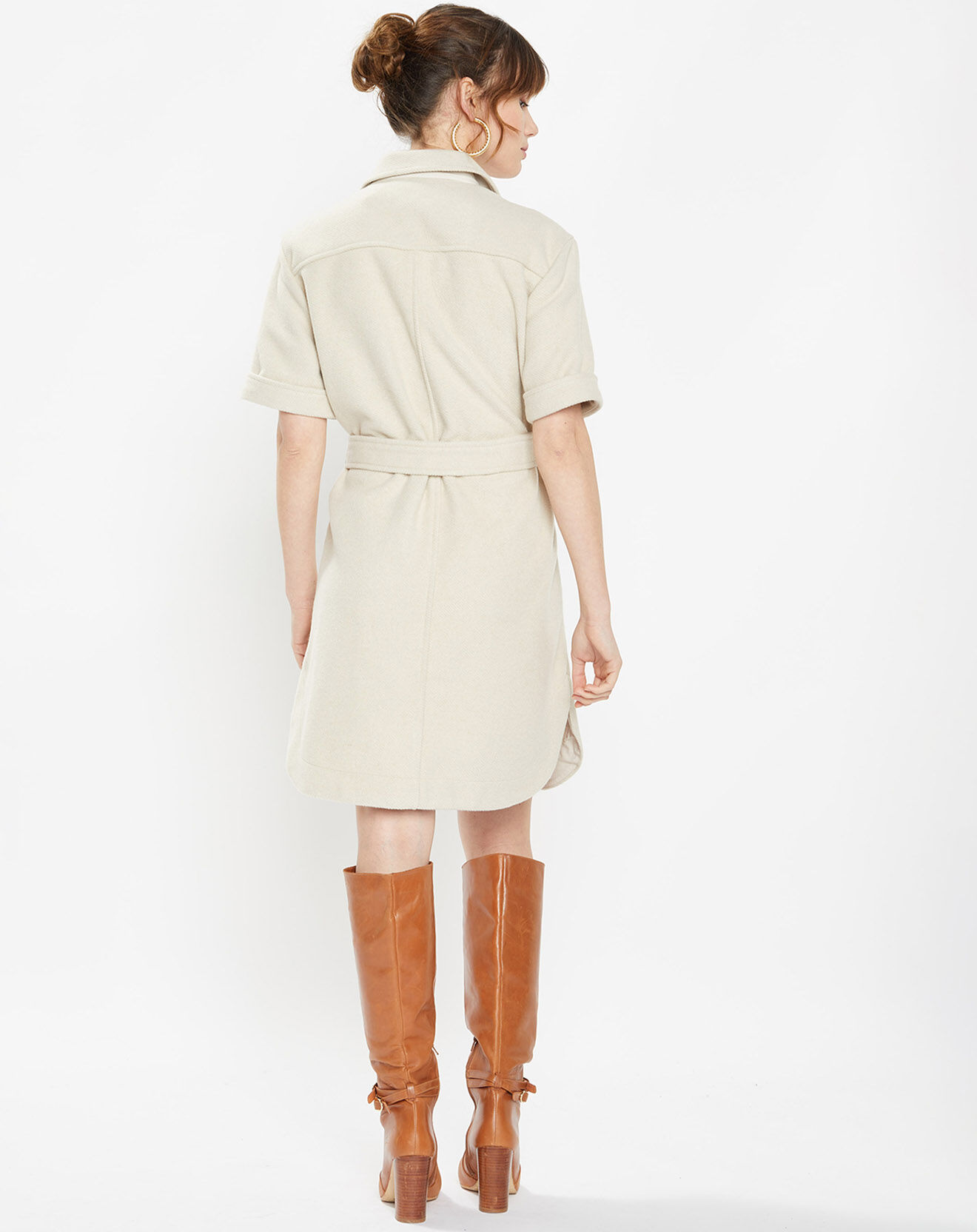 Galeries Lafayette Robe courte chemise courte Lilou écrue