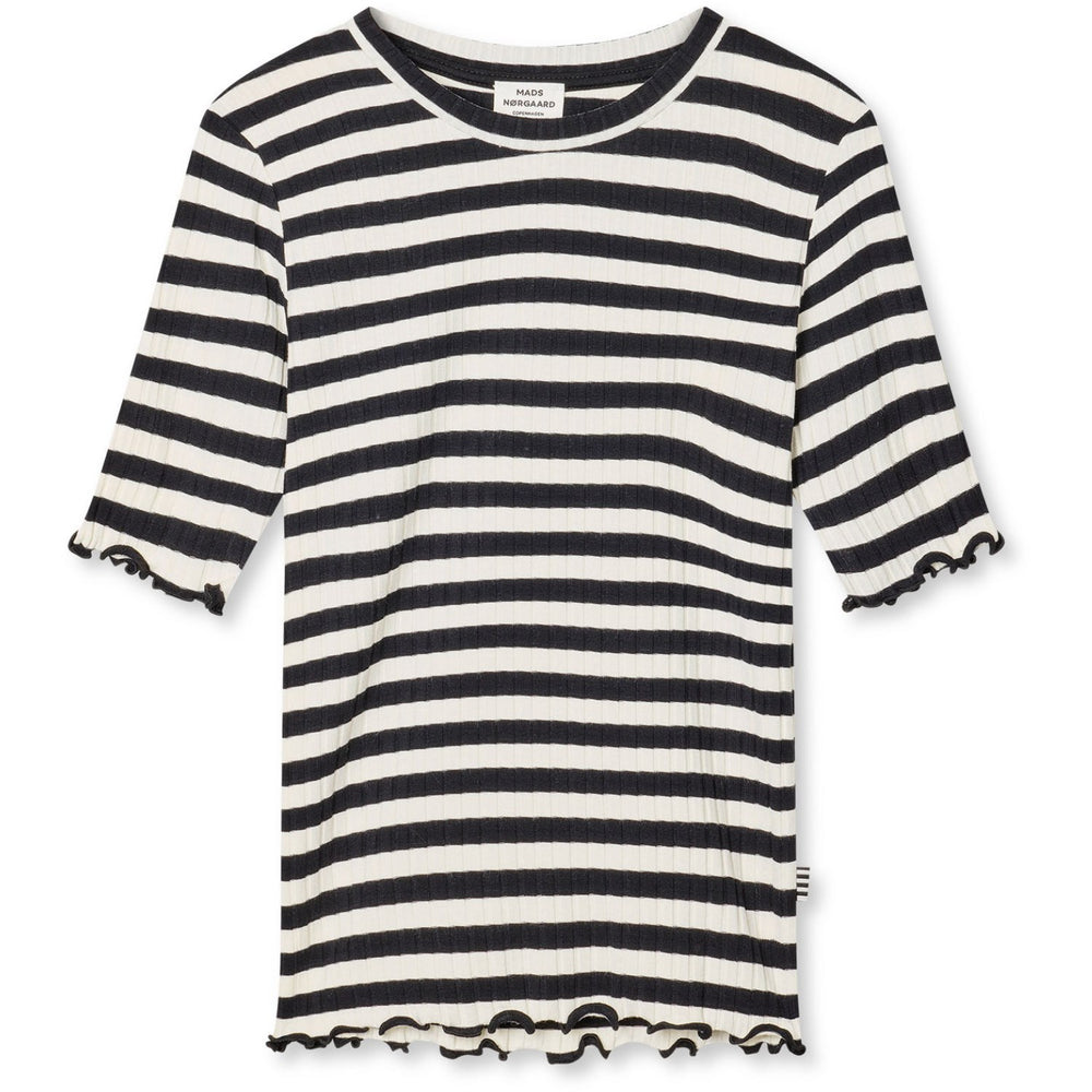 Køb Mads Nørgaard Sort/Vanilla Ice 5X5 Classic Stripe Tuviana Tee
