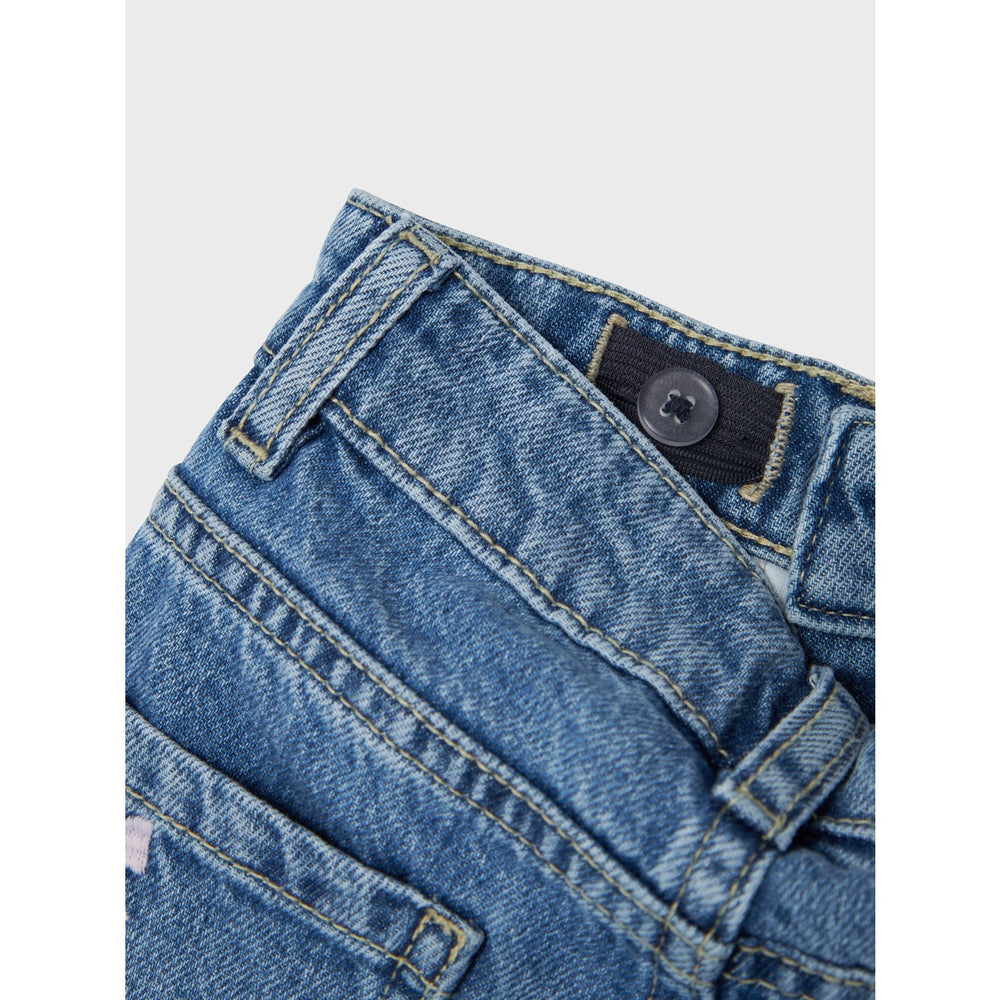 Køb Name It Medium Blue Denim Bows Bella Mom Embroidery Jeans Noos