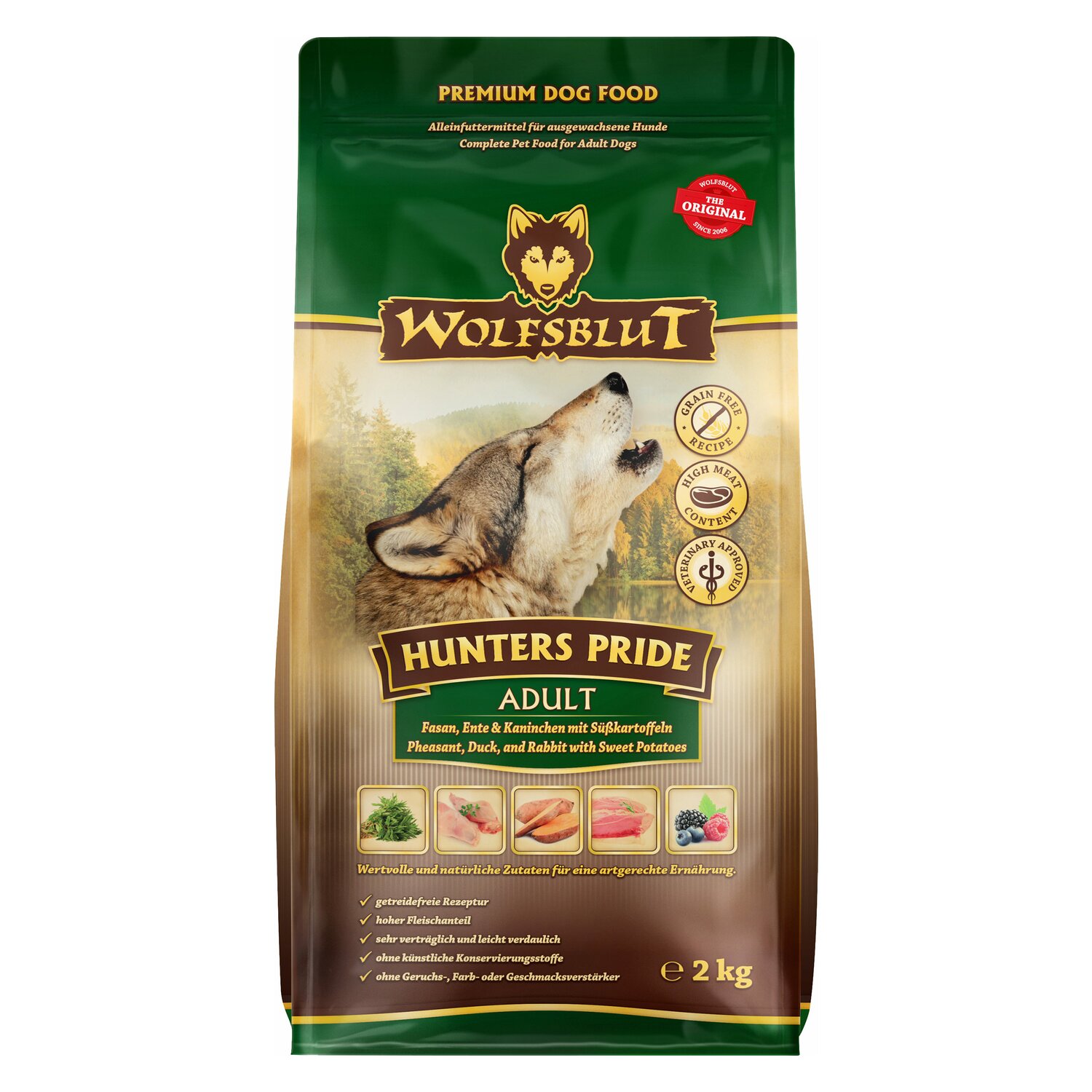 WOLFSBLUT Trockenfutter Adult Hunters Pride - 2kg - Fasan/Ente