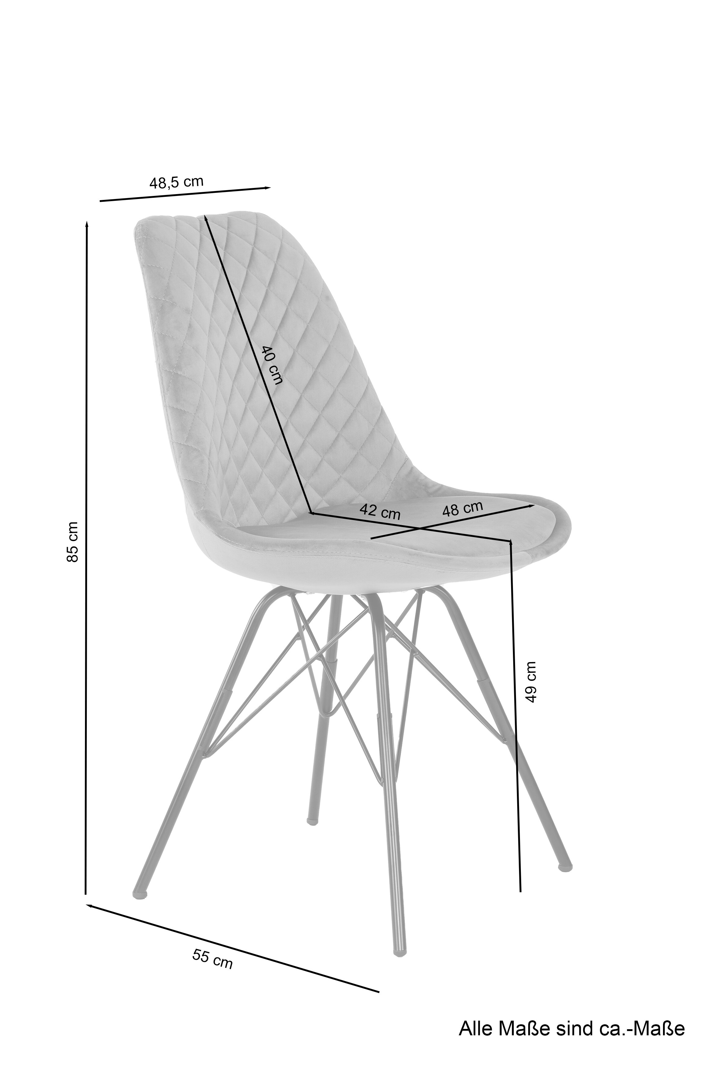 byLIVING Esszimmerstuhl RICA, 2-er Set, Cordbezug grau, Gestell Metall schwarz