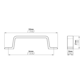 Greep Amelie rvs look 110mm