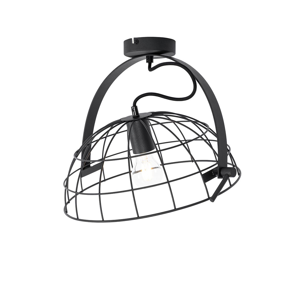 Industriële plafondlamp zwart 35 cm verstelbaar - Hanze