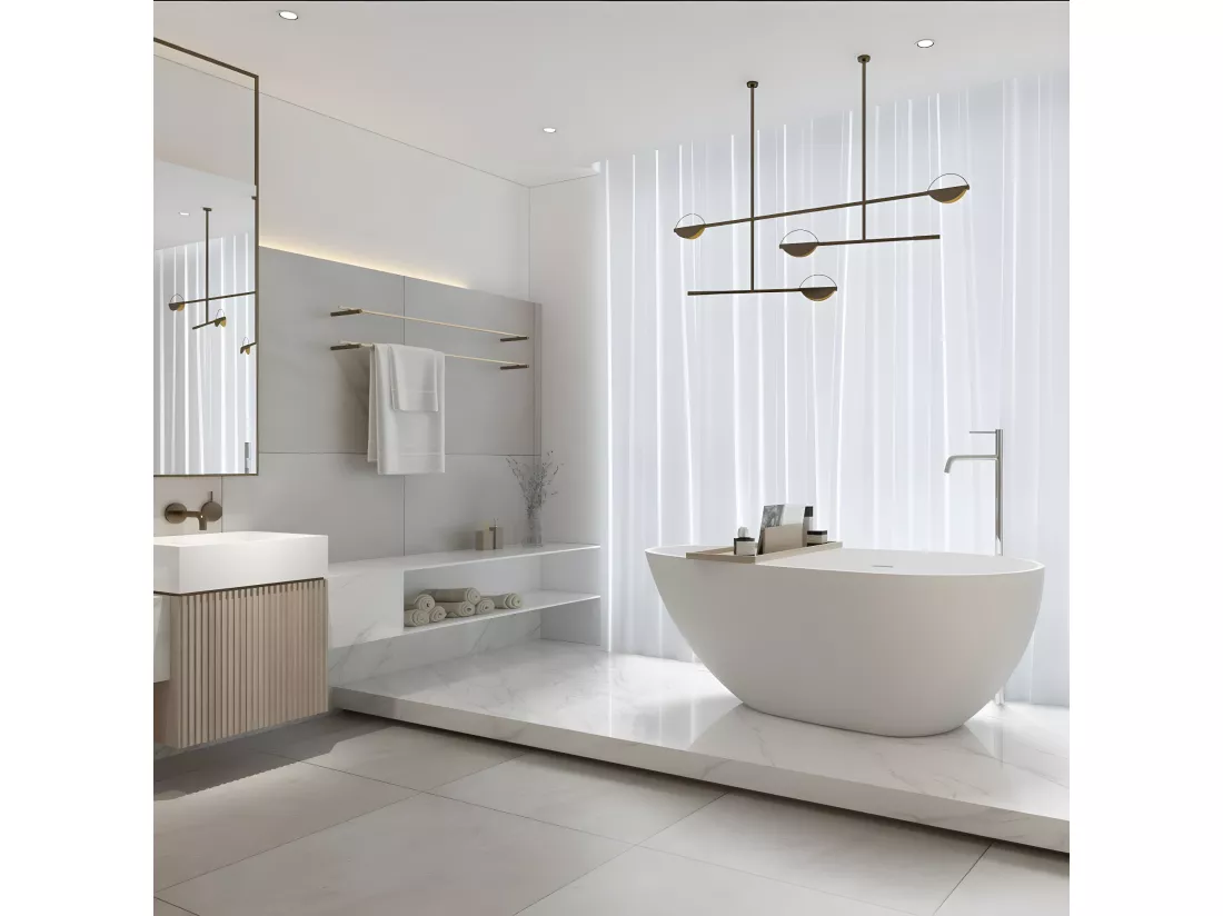 Baignoire îlot design en solid surface ovale HELSINKI 170 cm