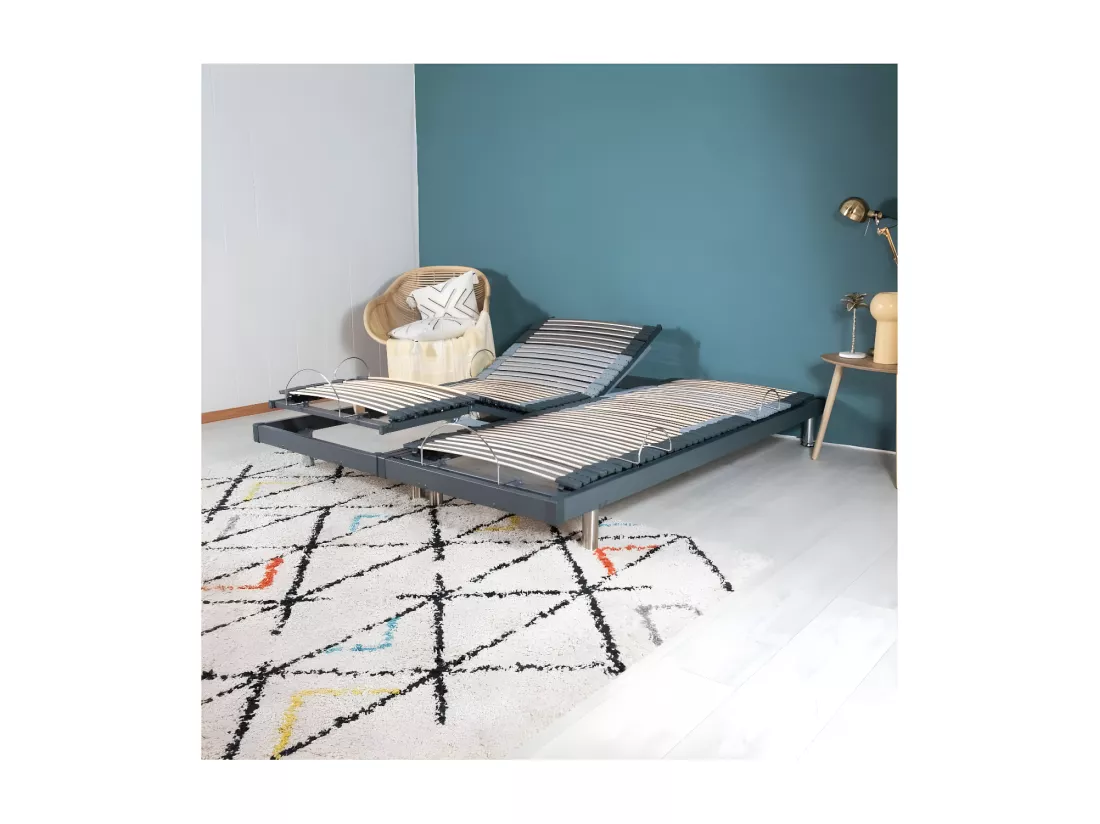 Ensemble relaxation S50 + Matelas Latex Louxor - 5 zones - 2x80x200 - Gris