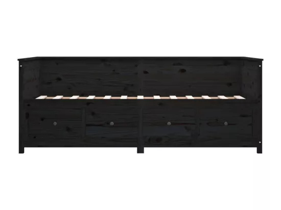 Lit de jour sans matelas noir 90x190 cm bois de pin massif
