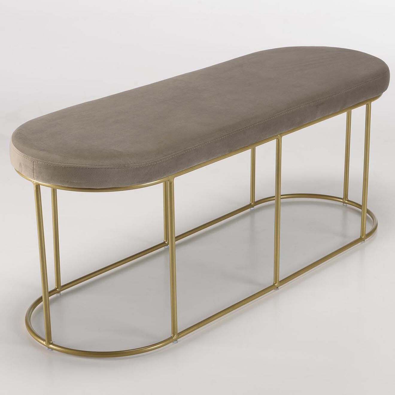 Macabane Banc velours agathe taupe - 105x36x42 cm