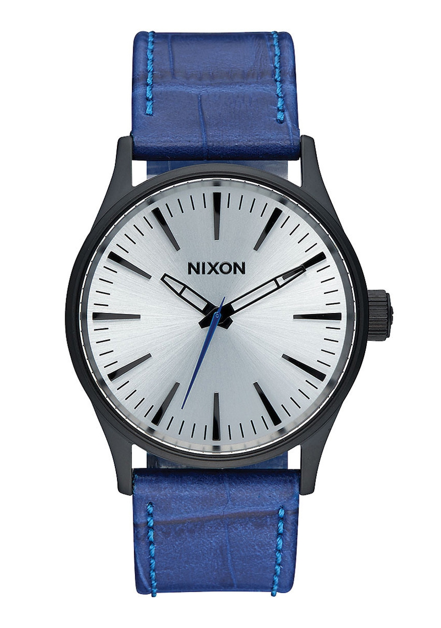 Nixon The Sentry 38 Leather Black / Blue / Gator A3772131